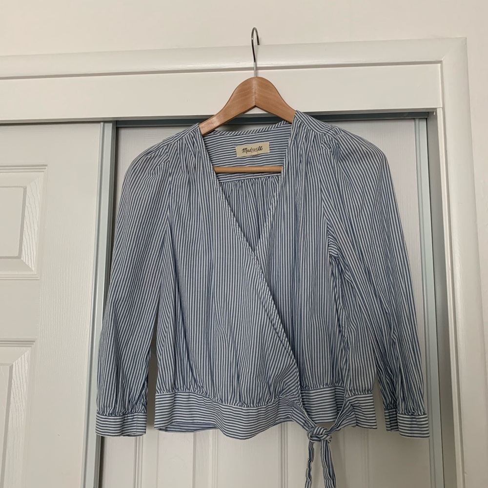 Madewell Wrap Top in Indigo Stripe Small S